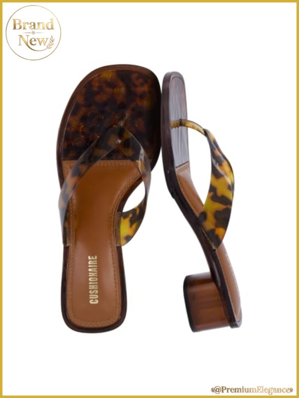 Thong Strap Jelly Sandals Low Block Heel Slip On Clear Heels Cushioned Footbed